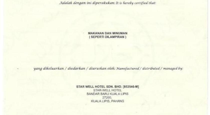 Star-Well Hotel Kuala Lipis Eksteriør billede